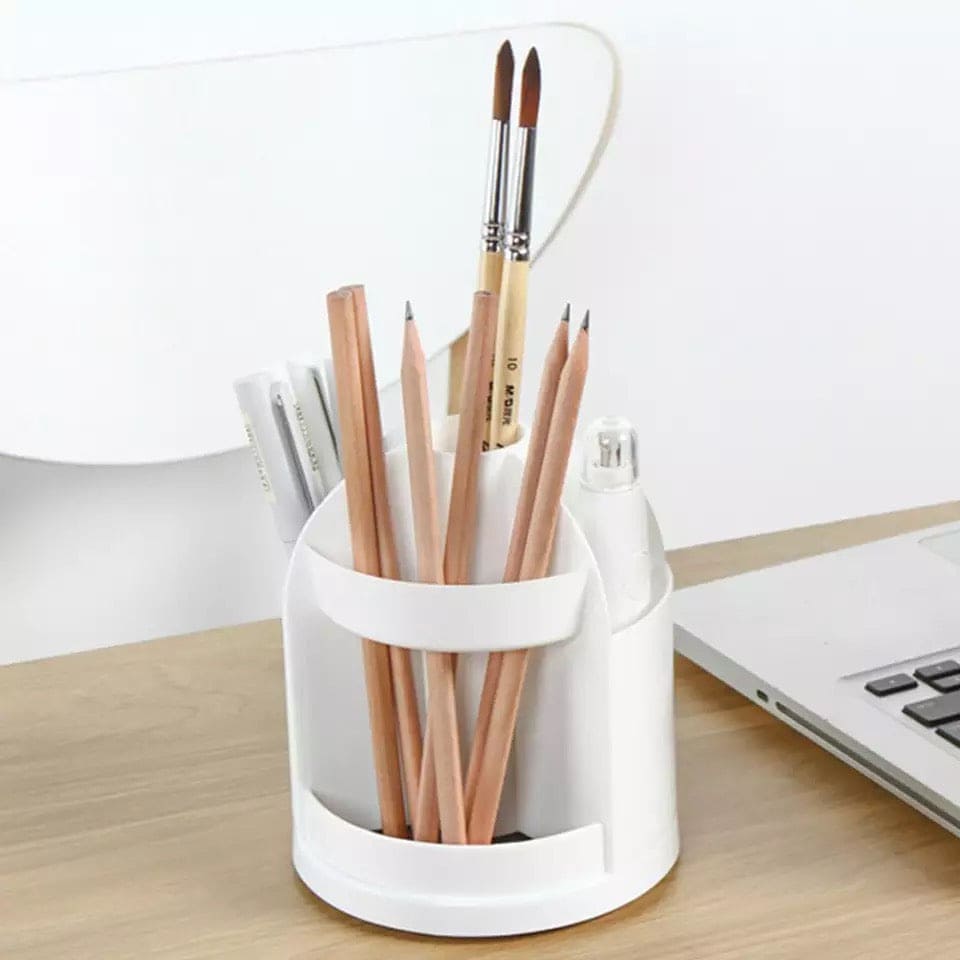 360˚ Degree Rotatable Desktop Pen Organizer, 3 Slots Spinning Pencil Pen Desk Organizers, Creative Pen Pencil Holder, Makeup Storage Container 360˚ Degree Rotatable Desktop Pen Organizer, 3 Slots Spinning Pencil Pen Desk Organizers, Creative Pen Pencil Holder, Makeup Storage Container